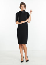 Load image into Gallery viewer, Tie Neck Wool Dress in Black